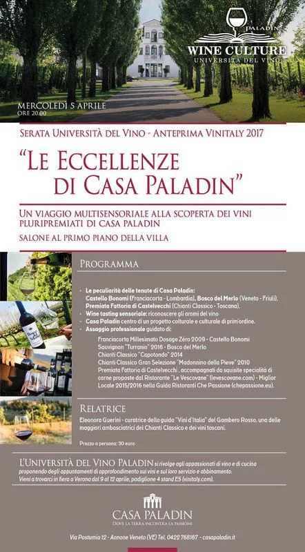 Le eccellenze di Casa Paladin con l'Università del Vino